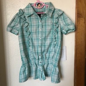 Baby Phat blue plaid button up